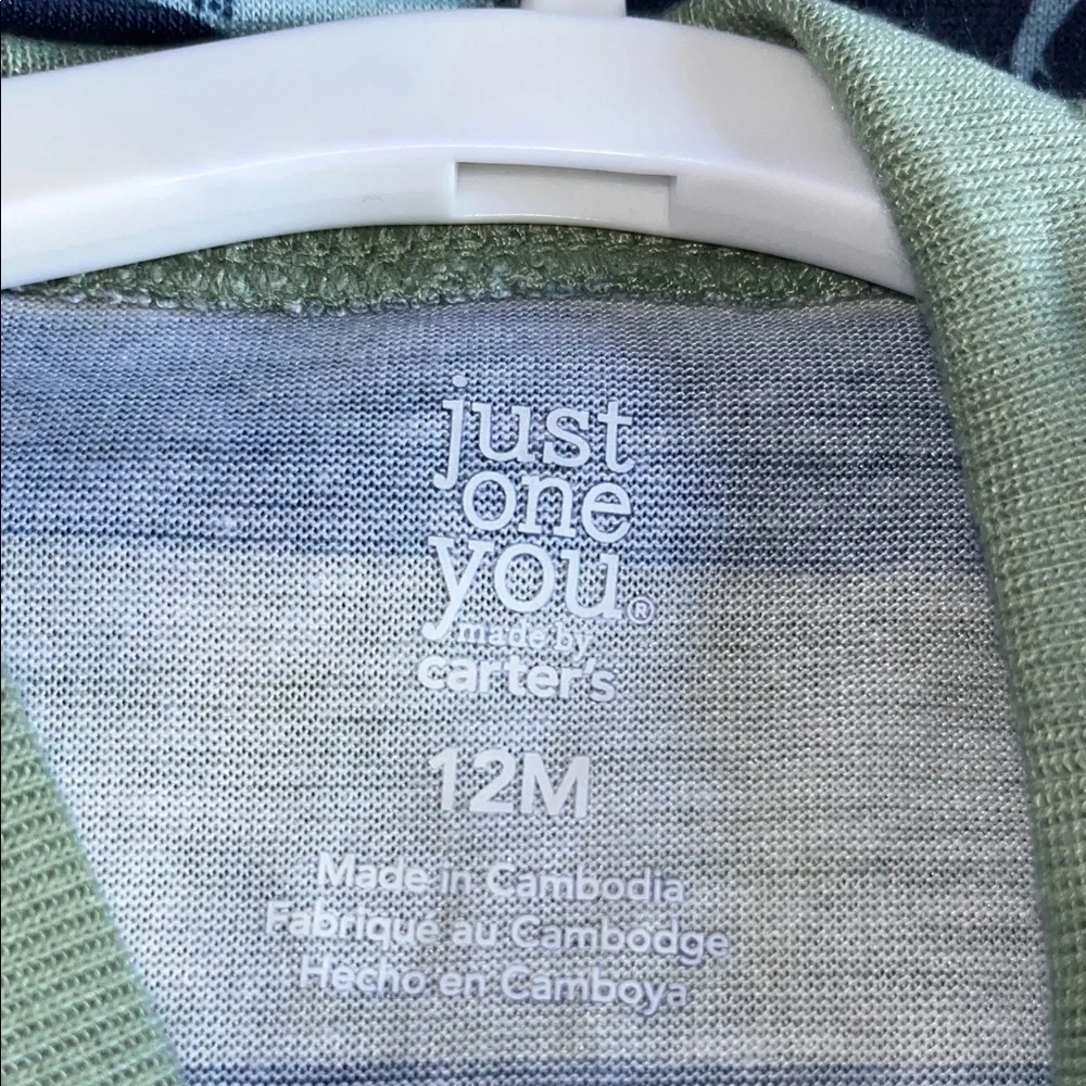 Carter's Green and Navy Striped Footie